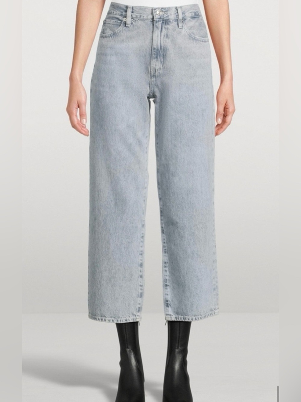 FRAME The Hang Cropped Straight Wide Leg 100% Cotton Denim Size 32